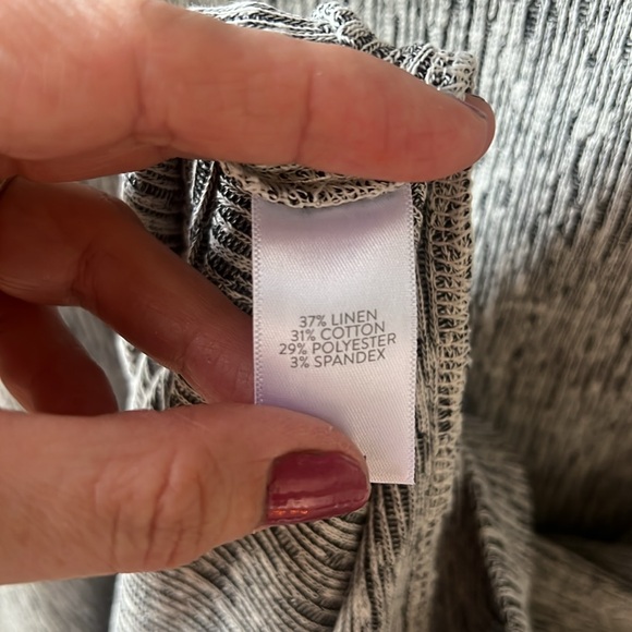 J.Jill Pure Jill Sz L Petite Textured Gray Linen Blend Knit Tunic Top Lagenlook - Picture 4 of 7